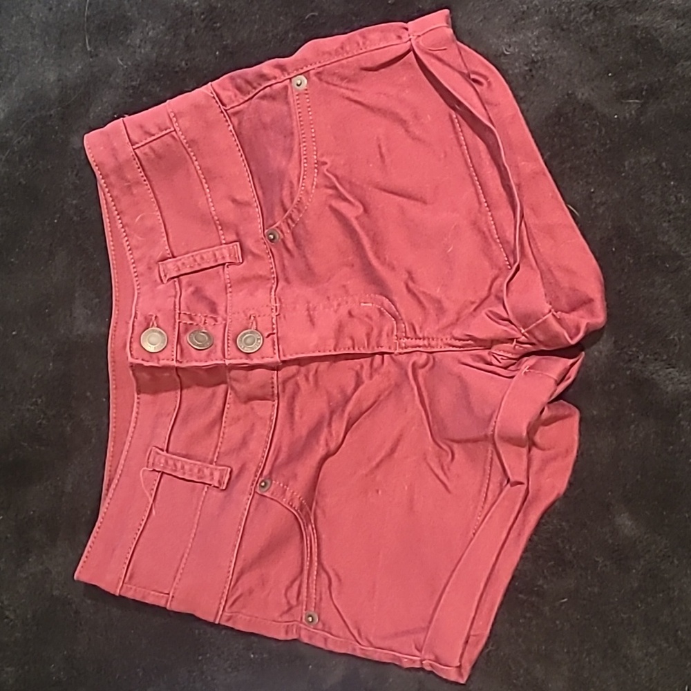Burgundy high waisted jean shorts
